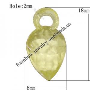 Transparent Acrylic Pendant/Charm, 18x8mm Hole:2mm, Sold by Bag