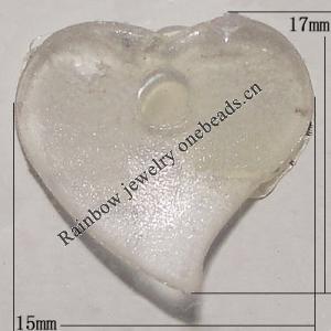 Transparent Acrylic Pendant/Charm, Heart 15x17mm, Sold by Bag