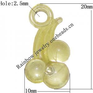 Transparent Acrylic Pendant/Charm, Fruit 20x10mm Hole:2.5mm, Sold by Bag