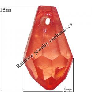 Transparent Acrylic Pendant/Charm, Teardrop 1x9mm Hole:1.5mm, Sold by Bag
