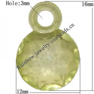 Transparent Acrylic Pendant/Charm, 16x12mm Hole:3mm, Sold by Bag