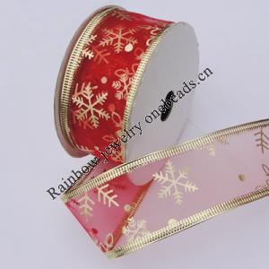 Ribbon Jewelry Printing Satin Ribbon(Christmas), 25mm Length:10 yards, Sold by PC