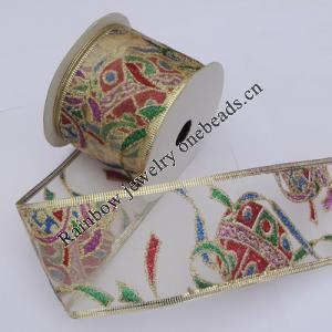 Ribbon Jewelry Printing Satin Ribbon(Christmas), 25mm Length:10 yards, Sold by PC