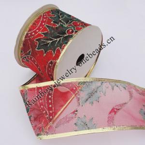 Ribbon Jewelry Printing Satin Ribbon(Christmas), 38mm Length:10 yards, Sold by PC