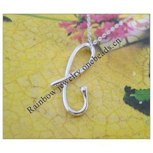 Sterling Silver Pendants platina plating, Alphabet(Letter) 30.04x16.26mm, Sold by PC