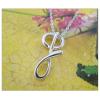 Sterling Silver Pendants platina plating, Alphabet(Letter) 28.5x13mm, Sold by PC