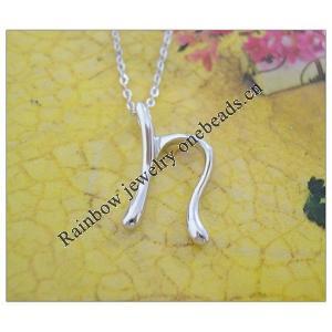 Sterling Silver Pendants platina plating, Alphabet(Letter) 19.17x16.18mm, Sold by PC