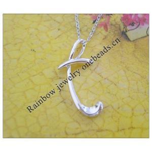 Sterling Silver Pendants platina plating, Alphabet(Letter) 29.08x12.86mm, Sold by PC