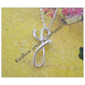 Sterling Silver Pendants platina plating, Alphabet(Letter) 23.8x12.82mm, Sold by PC