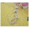 Sterling Silver Pendants platina plating, Alphabet(Letter) 30x10.5mm, Sold by PC