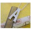 Sterling Silver Pendants platina plating, Alphabet(Letter) 19x11mm, Sold by PC