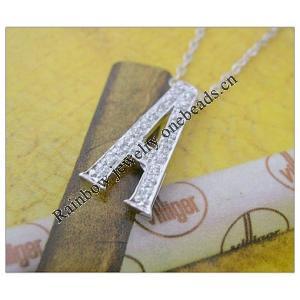 Sterling Silver Pendants platina plating, Alphabet(Letter) 19x11mm, Sold by PC