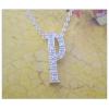 Sterling Silver Pendants platina plating, Alphabet(Letter) 19x7mm, Sold by PC