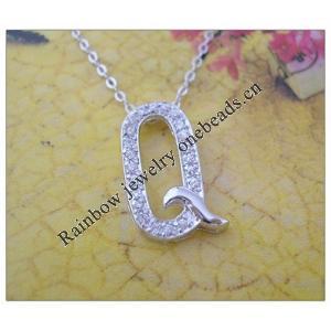 Sterling Silver Pendants platina plating, Alphabet(Letter) 19x10mm, Sold by PC