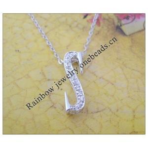 Sterling Silver Pendants platina plating, Alphabet(Letter) 19x5.5mm, Sold by PC