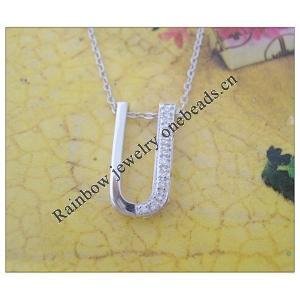 Sterling Silver Pendants platina plating, Alphabet(Letter) 19x9mm, Sold by PC