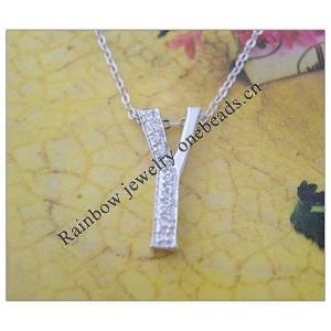 Sterling Silver Pendants platina plating, Alphabet(Letter) 19x8.5mm, Sold by PC