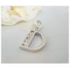 Sterling Silver Pendants platina plating, Alphabet(Letter) with Zircon 19.35x10.45mm, Sold by PC