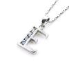 Sterling Silver Pendants platina plating, Alphabet(Letter) with Zircon 19.5x10mm, Sold by PC