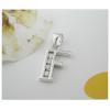 Sterling Silver Pendants platina plating, Alphabet(Letter) with Zircon 19.03x8.9mm, Sold by PC