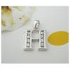 Sterling Silver Pendants platina plating, Alphabet(Letter) with Zircon 19x12mm, Sold by PC