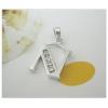 Sterling Silver Pendants platina plating, Alphabet(Letter) with Zircon 21.77x11mm, Sold by PC