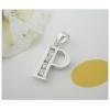Sterling Silver Pendants platina plating, Alphabet(Letter) with Zircon 20x9mm, Sold by PC