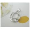 Sterling Silver Pendants platina plating, Alphabet(Letter) with Zircon 19.68x13.52mm, Sold by PC