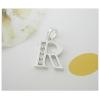 Sterling Silver Pendants platina plating, Alphabet(Letter) with Zircon 19.76x10.67x10mm, Sold by PC