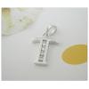 Sterling Silver Pendants platina plating, Alphabet(Letter) with Zircon 18x10.5mm, Sold by PC