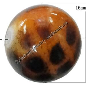 Imitate Animal skins Acrylic Beads, Painted Spray-paint, Round 16mm  Sold by Bag