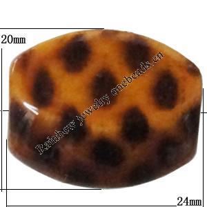 Imitate Animal skins Acrylic Beads, Painted Spray-paint, 24x20mm Hole:1mm, Sold by Bag