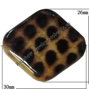 Imitate Animal skins Acrylic Beads, Painted Spray-paint, Diamond 30x26mm Hole:2mm, Sold by Bag