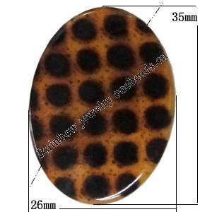 Imitate Animal skins Acrylic Beads, Painted Spray-paint, Flat Oval 35x26mm Hole:2mm, Sold by Bag