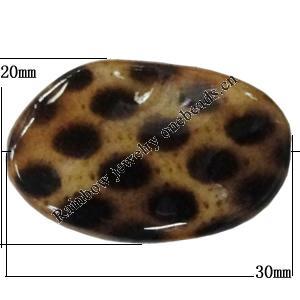 Imitate Animal skins Acrylic Beads, Painted Spray-paint, 30x20mm Hole:1.5mm, Sold by Bag