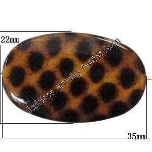 Imitate Animal skins Acrylic Beads, Painted Spray-paint, Flat Oval 35x22mm Hole:3mm, Sold by Bag