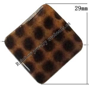 Imitate Animal skins Acrylic Beads, Painted Spray-paint, Diamond 29mm Hole:1mm, Sold by Bag