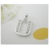 Sterling Silver Pendants platina plating, Alphabet(Letter) with Zircon 18.24x11.47mm, Sold by PC