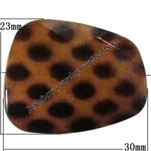 Imitate Animal skins Acrylic Beads, Painted Spray-paint, Faceted 30x23mm Hole:1mm, Sold by Bag