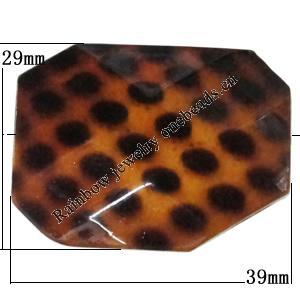 Imitate Animal skins Acrylic Beads, Painted Spray-paint, Faceted 39x29mm Hole:2mm, Sold by Bag