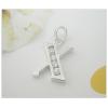 Sterling Silver Pendants platina plating, Alphabet(Letter) with Zircon 18.56x10.3mm, Sold by PC