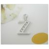Sterling Silver Pendants platina plating, Alphabet(Letter) with Zircon 18.75x10.34x10mm, Sold by PC