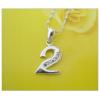 Sterling Silver Pendants platina plating, Digital with Zircon 20x9mm, Sold by PC