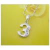 Sterling Silver Pendants platina plating, Digital with Zircon 18x8.8mm, Sold by PC