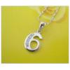 Sterling Silver Pendants platina plating, Digital with Zircon 19.4x9mm, Sold by PC