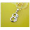 Sterling Silver Pendants platina plating, Digital with Zircon 20x8.7mm, Sold by PC