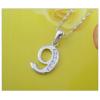 Sterling Silver Pendants platina plating, Digital with Zircon 19x8.9mm, Sold by PC