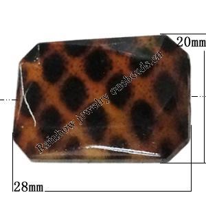 Imitate Animal skins Acrylic Beads, Painted Spray-paint, Faceted 28x20mm Hole:2mm, Sold by Bag