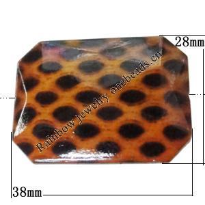 Imitate Animal skins Acrylic Beads, Painted Spray-paint, 38x28mm Hole:2mm, Sold by Bag