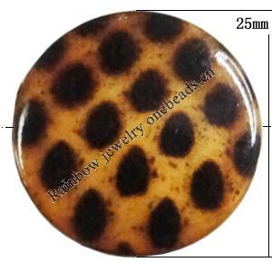 Imitate Animal skins Acrylic Beads, Painted Spray-paint, Flat Round 25mm Hole:1mm, Sold by Bag